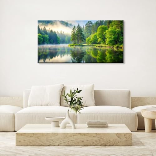 Lasdel Beautiful Lakeside Forest Landscape Wall Art - Image 4