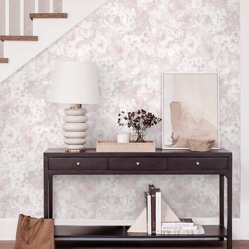 Heroad 17.3inx32.8ft Pink Peel and Stick Wallpaper Floral Contact Paper Vintage - Image 5