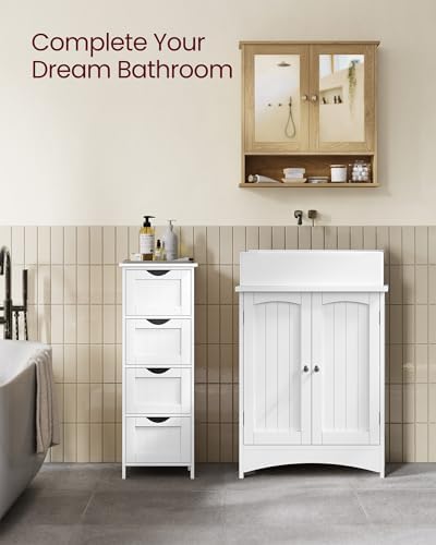VASAGLE Bathroom Cabinet with Mirror, Wall-Mounted, 2 Mirrored Doors - Image 6