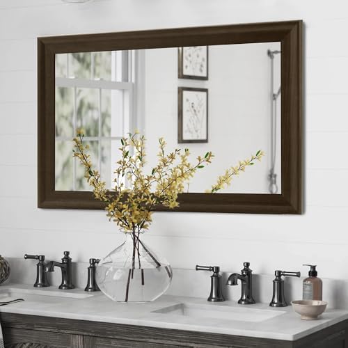 Rustic Wood Wall Mirror for Bathroom, Rectangle 24 x 36 Inch - Image 3
