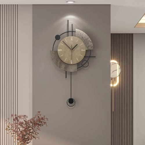 Large Modern Wall Clock with Pendulum by Unknown