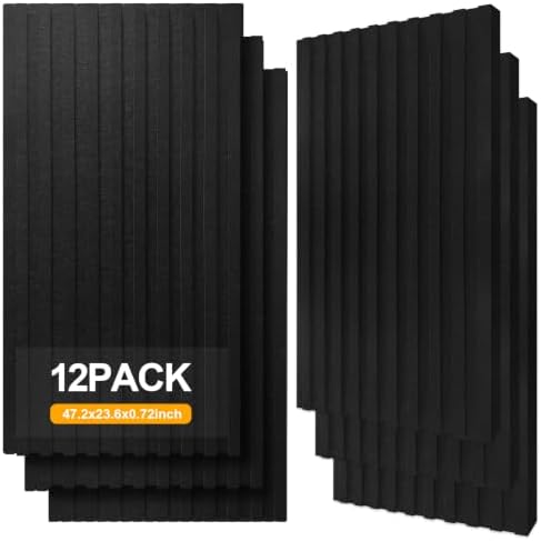 12 PCS Dual-Layer 0.72" Thickened Acoustic Wall Panels 47.2"x23.6" by BaseNoir