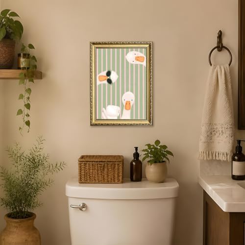 Funny Goose Bathroom Wall Art Cute Silly Gooses Toilet Wall Decor Painting - Image 4
