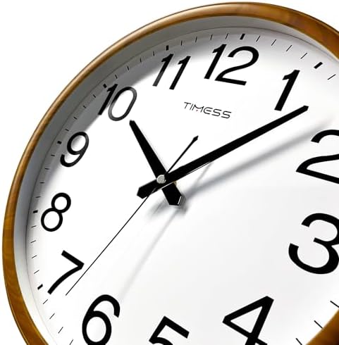 TIMESS 11-Inch Silent Non-Ticking Analog Wall Clock, Wood Yellow - Image 2