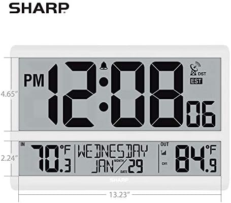 Sharp Atomic Clock with 4-Inch Display, Outdoor Sensor, Battery Powered - Image 5