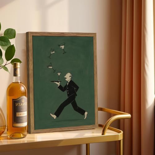 Vintage Cocktail Wall Art, Funny Waiter Running - Image 2