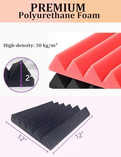 Acoustic Foams Panels 24 Pack 2" x 12"x 12" Sound Proof Foam Panels - Image 2