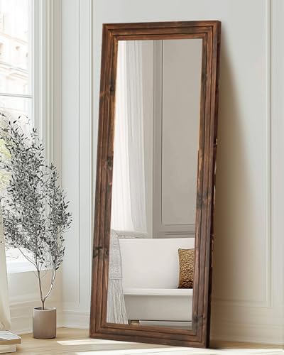 65x22in Full Length Mirror, 3-Tier Stepped Solid Wood Frame - Image 4