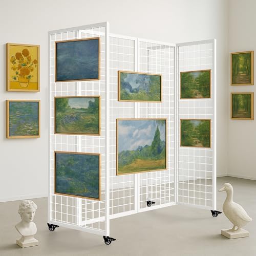 Grid Wall Panels with Wheels, 4 x 5.5Ft Gridwall Panel Display Stand, Sturdy - Image 2