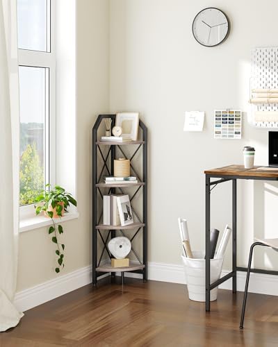 CHOEZON 4-Tier Corner Shelf, Industrial Corner Bookshelf, 47.6" Corner Storage - Image 6