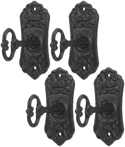 Pelopy 4 Pack Vintage Cast Iron Coat Hook Decorative Wall Hook by Pelopy