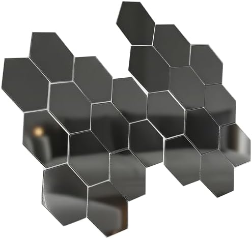 Hexagon Mirror Wall Stickers, 3.09 Inch Black by LCLICTOP