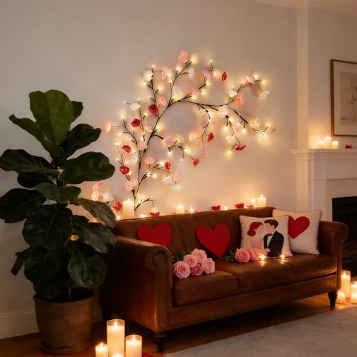 Rose LED Tree Branch Lights for Wall, Led Rose Blossom Lights Twig Decor - Image 5