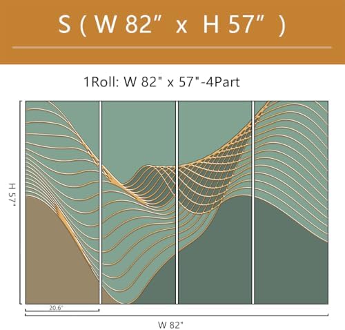Gold Geometric Line Wallpaper Mural Peel and Stick 82"x57" - Image 4
