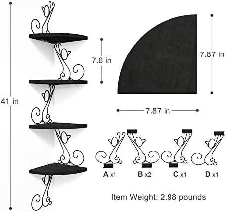 Alsonerbay 4-Tier Cat Shaped Corner Floating Shelf Wall Mount - Image 3