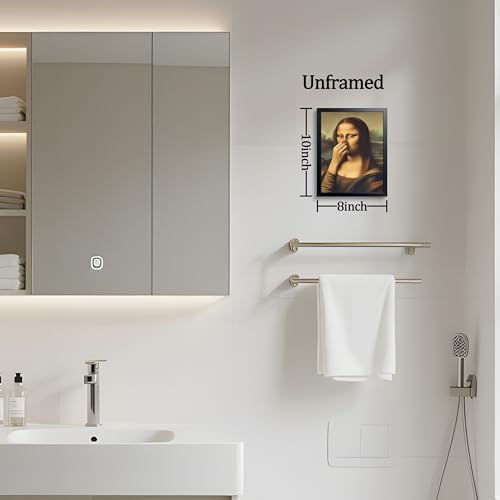 XYHYRA Vintage Mona Lisa Bathroom Wall Art, Funny Mona Lisa Pinching Nose Wall - Image 4