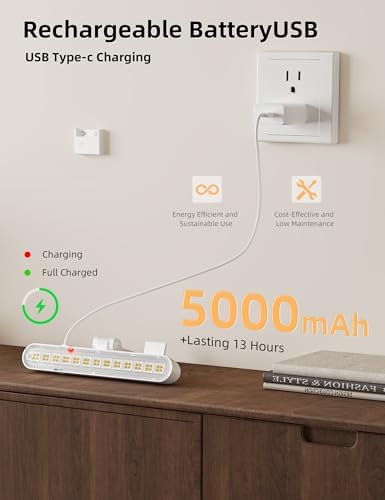 Picture Light for Wall, Cordless Rechargeable Picture Light, 2 Pack White - Image 2
