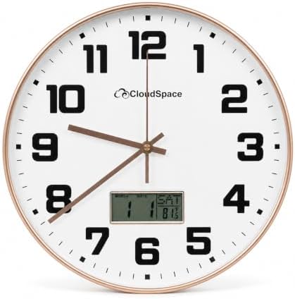 Cloud Space 12” Silent Wall Clock Battery Operated, Non Ticking Modern Wall by Cloud+Space