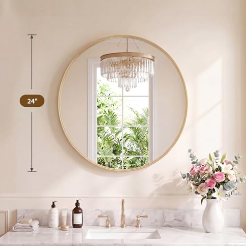 Sweetcrispy 24 Inch Round Bathroom Wall Mirror, Circle Vanity Mirror - Image 2