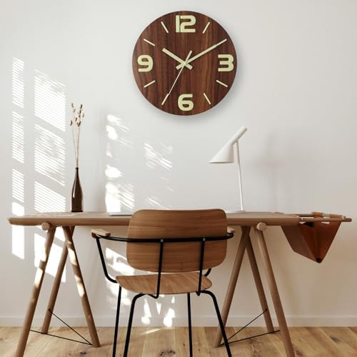 HZDHCLH Wood Wall Clock Glow in The Dark, Luminous Wall Clocks - Image 2