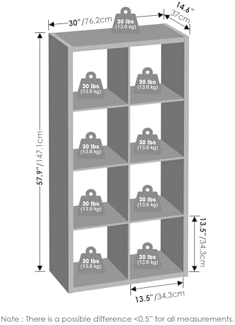Furinno Cubic Extra Thick 8-Cube Closet Organizers and Storage, Light Grey - Image 2