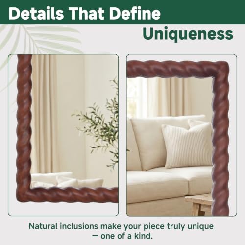 36"x24" Rectangular Solid Wood Farmhouse Decorative Wall Mirror - Image 4