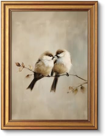 VIYYIEA Vintage Gold Framed Wall Art, Two Little Birds, 12x16 inch by VIYYIEAART