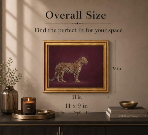 Gold Framed 3D Textured Wall Art, Vintage Burgundy Cheetah Canvas Prints - Image 4