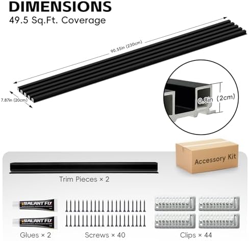 RITOLLO WPC Slat Wall Panels, 90.5 x 7.9 x 0.8Inches 10Pack 3D Accent Wall - Image 2