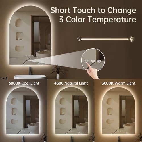 28"x40" Arched LED Lighted Bathroom Mirror - Image 3