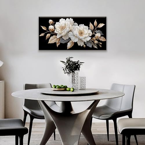 Elegant White Flower Wall Art Prints 20"x40" Canvas Wall Art - Image 4
