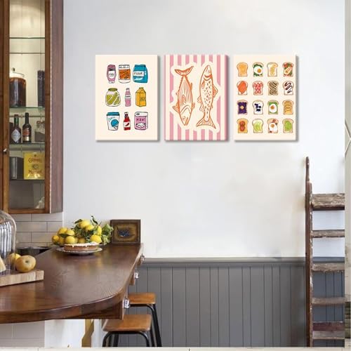 Cute Funny Kitchen Wall Art Set of 3, Fashion Breakfast Food Avocado Toast - Image 5
