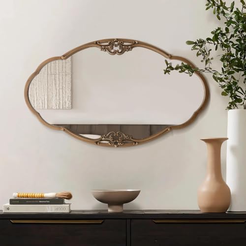 Besdomus Vintage Gold Wall Mirror: 33"x19.5" Medium Antique Oval Mirror - Image 6