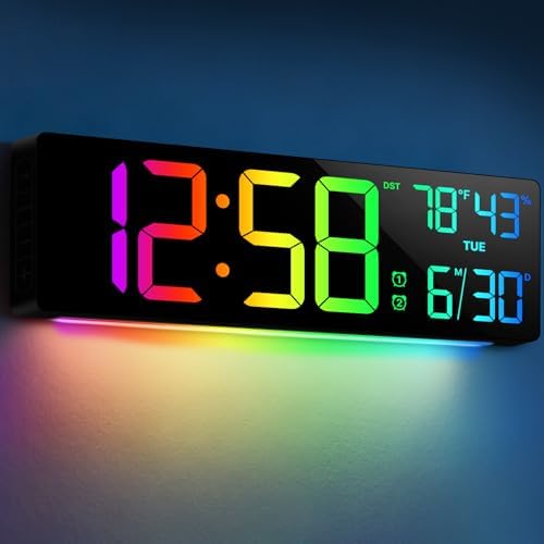 18.5" Large Digital Wall Clock, Big LED Digital Clocks, RGB Display by Tarinks
