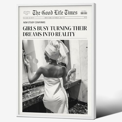Fashion Black And White Newspaper Wall Art 12x18in White Framed Retro Cocktail by Unknown