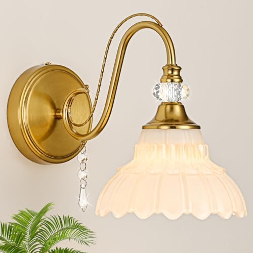 1 Piece Vintage Wall Sconce, 1-Light Brushed Gold Finish Wall Sconce by Unknown