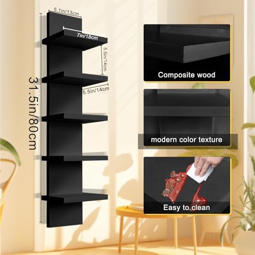 YEXEXINM 2 Pack 5 Tier Wall Shelf Unit - Image 3