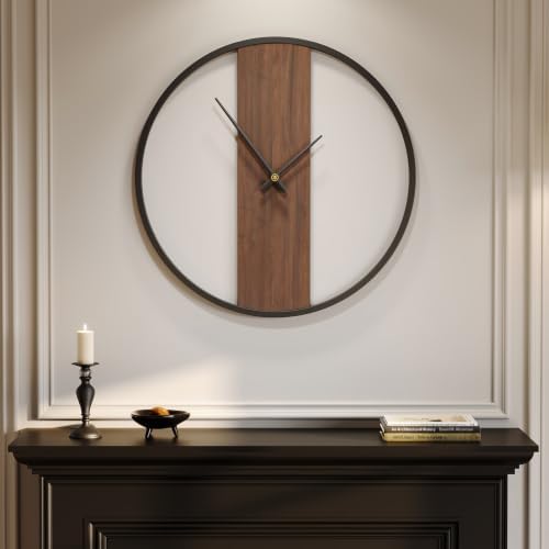 Cuspin 24 Inch Large Wall Clock Modern Rustic Walnut Dial Decorative Clock by Cuspin