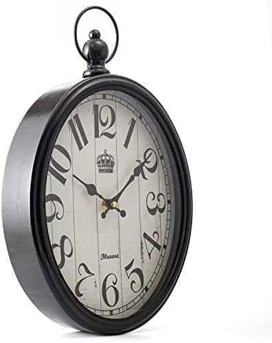 Oval Large Wall Clock Silent Non-Ticking Metal Battery Operated Retro Antique - Image 3