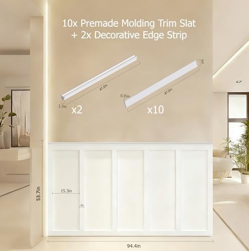 Board and Batten Wall Panel Kit, Paintable Wainscoting Panels Easy Install - Image 2