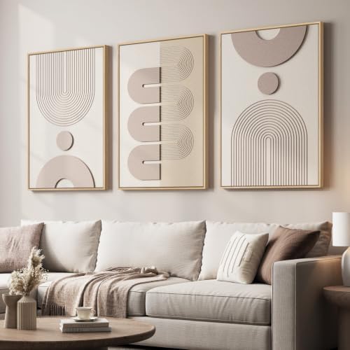 3D Large Framed Boho Neutral Abstract Wall Art by Cuspin
