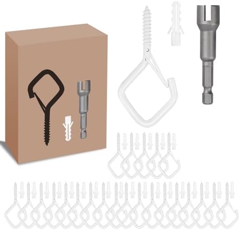 50 PCS White Eye Screw Hooks for Hanging Heavy Duty by Unknown