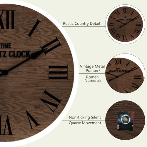 ARTPOWER 35.5” Extra Large Giant Farmhouse Wall Clock - Image 3