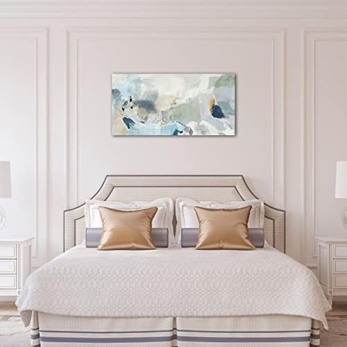 Abstract Canvas Wall Art Contemporary Teal Abstract Pictures Painting Modern - Image 6