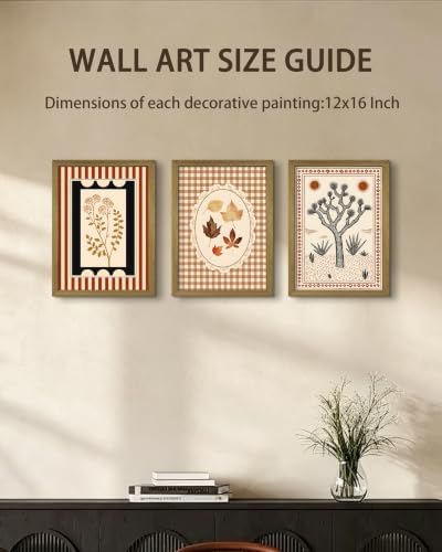 Framed Vintage Botanical Canvas Wall Art Set of 3, Boho Floral Leaf Desert Tree - Image 4