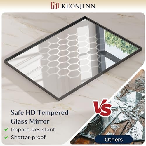 Keonjinn 55x30 Inch Black Bathroom Mirror - Image 5