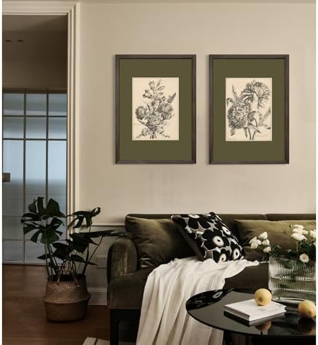 Flower Sketch Wall Art Sage Green Floral Canvas Poster Vintage Botanical Wall - Image 3