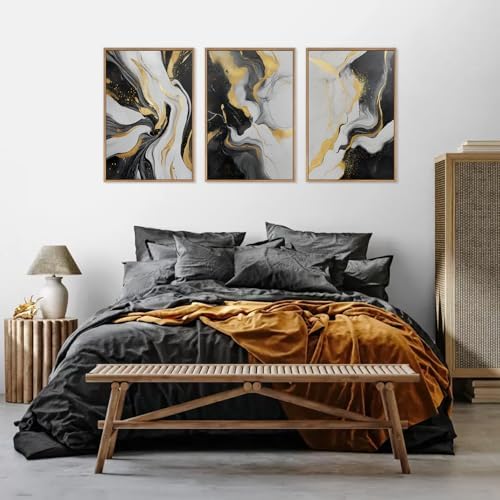 HLNIUC Abstract Minmalist Wall Art, Flow Marble Wall Art, Modern Neutral Framed - Image 5