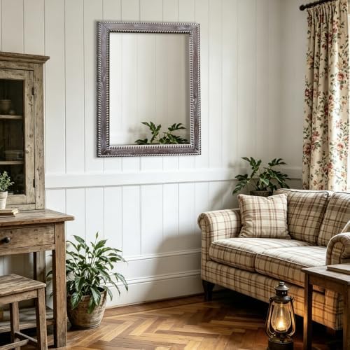 24x32 Inch Rectangular Wood Wall Mirror Rustic Farmhouse Decorative Mirrors - Image 3