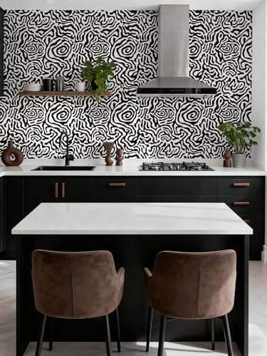EeeComing Black and White Peel and Stick Wallpaper Abstract Geometric Self - Image 4
